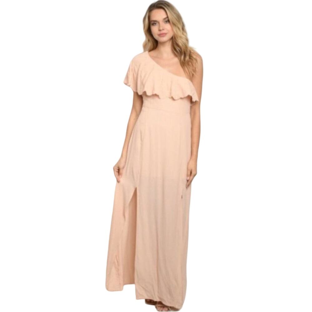 NWT NEW Honey Belle One Shoulder Pink Maxi Size SmBridesmaid Wedding Pastel Prom
